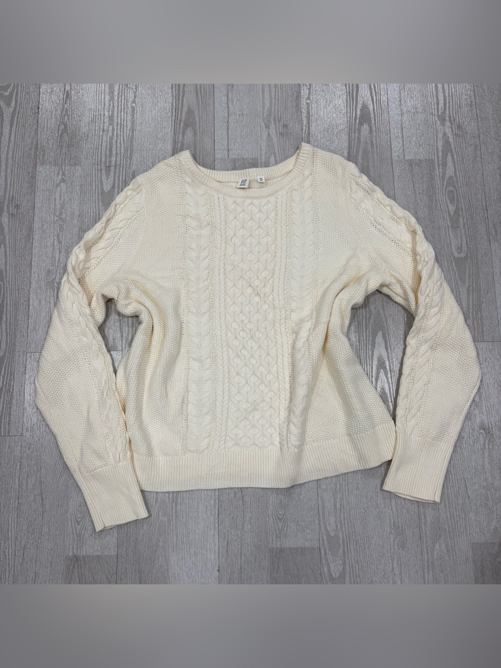 GAP Cable Knit Crewneck Sweater Cream Size XXL